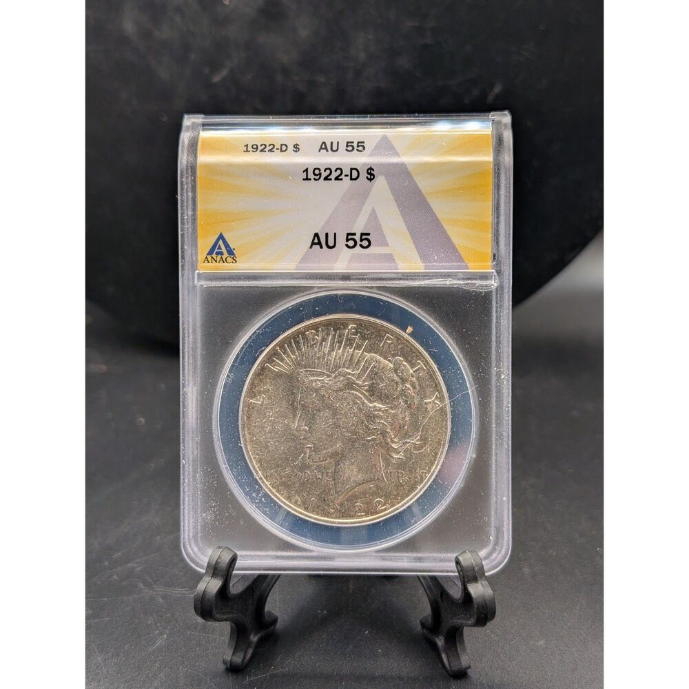 1922‑D Peace Dollar • ANACS AU55 • 90% Silver • Denver Mint